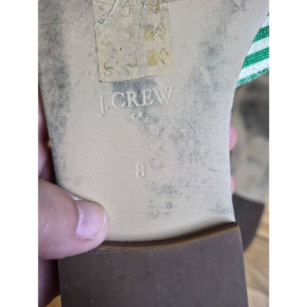 J.Crew Green and White Striped Bow Slide Sandals - Picture 5 of 8